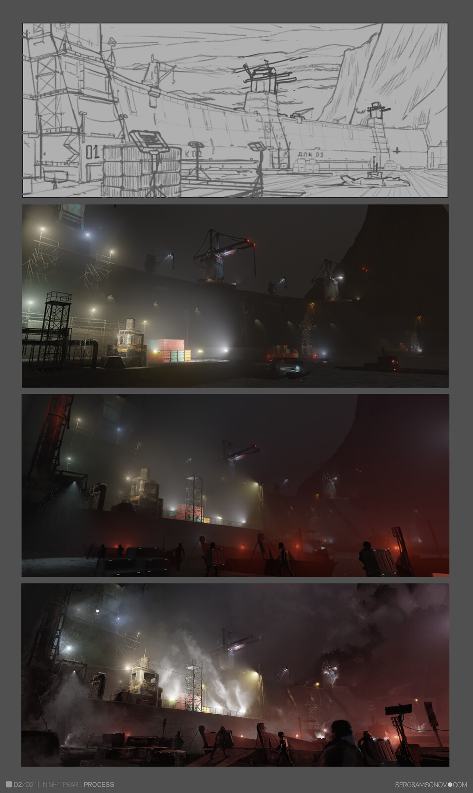 development stages from sketch to final render