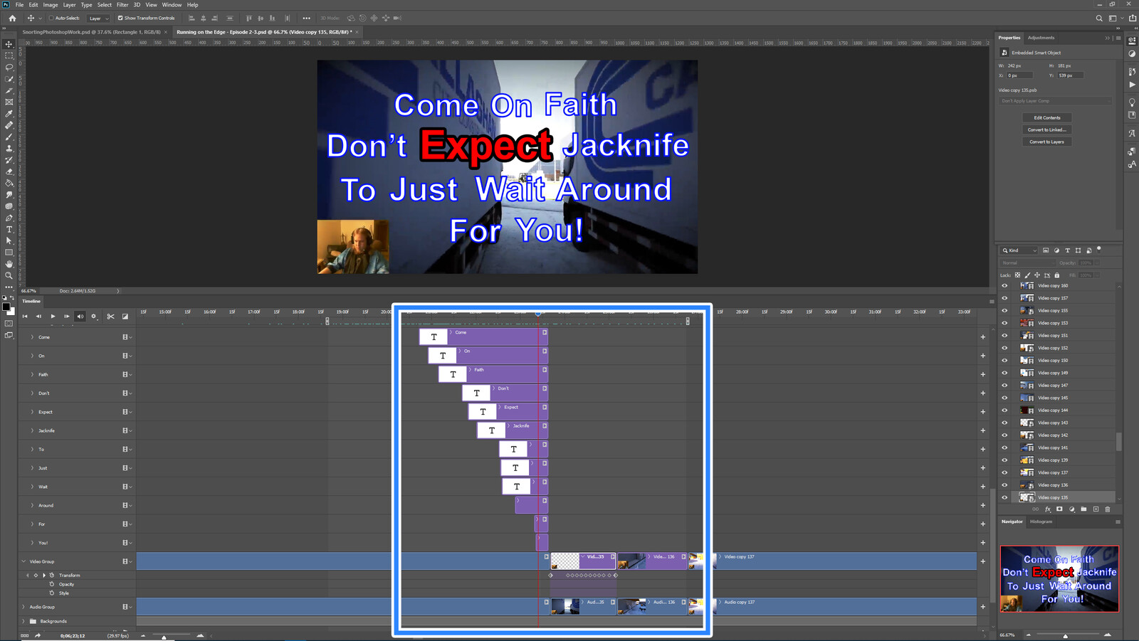 The "Won't Wait Around" visual effect within Photoshop video editor