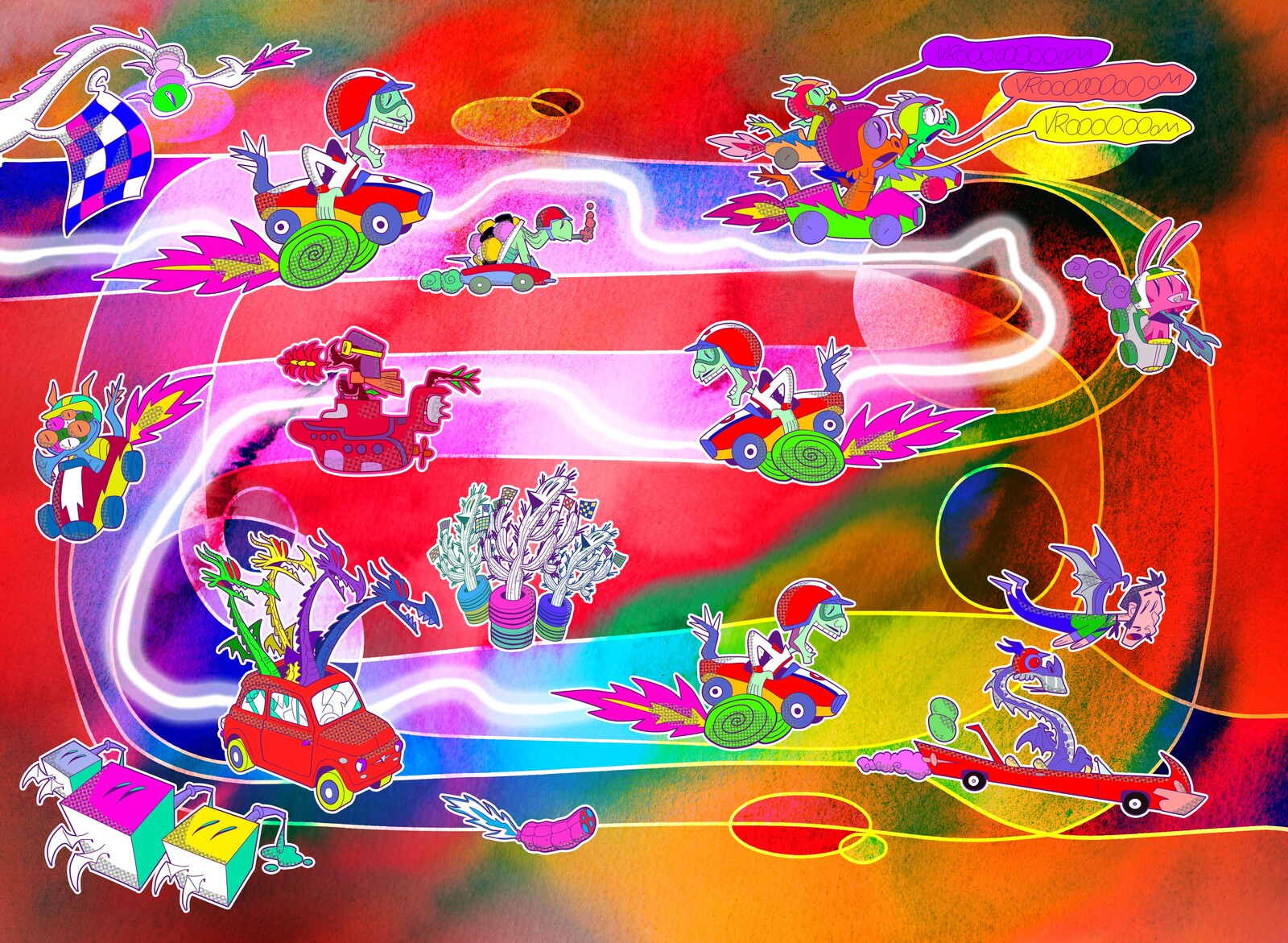 Lysergic Pages of dragon drug effects, second book - digital art on traditional background.