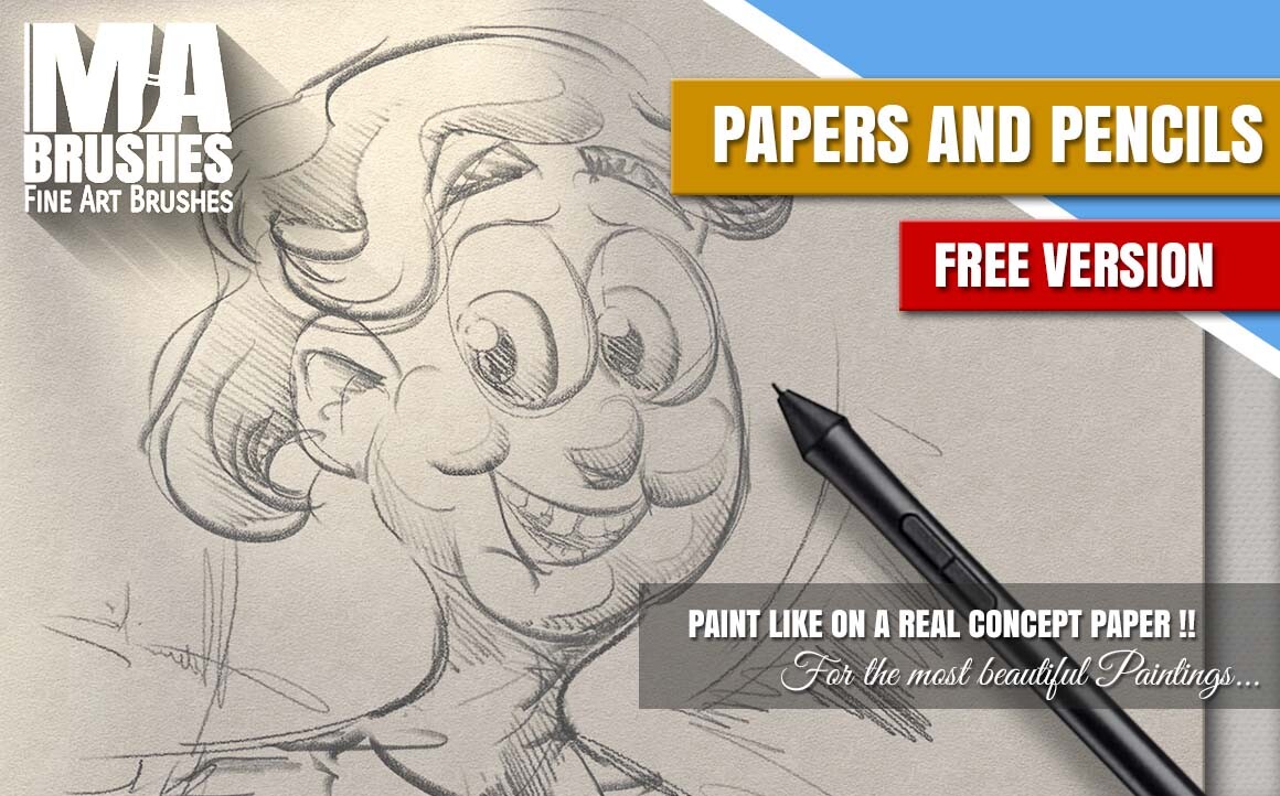 MA-Brushes REAL Paper &amp; Pencil + Charcoal ++ FREE Brush Pack (Painting Brushes)