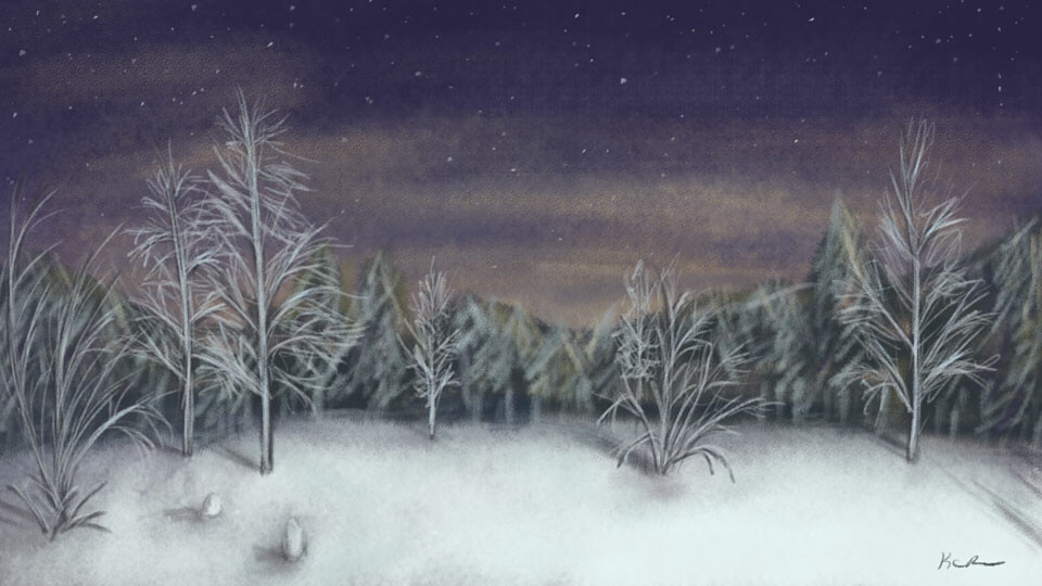 Artstation Winter Forest Night Sketch Kc Raven