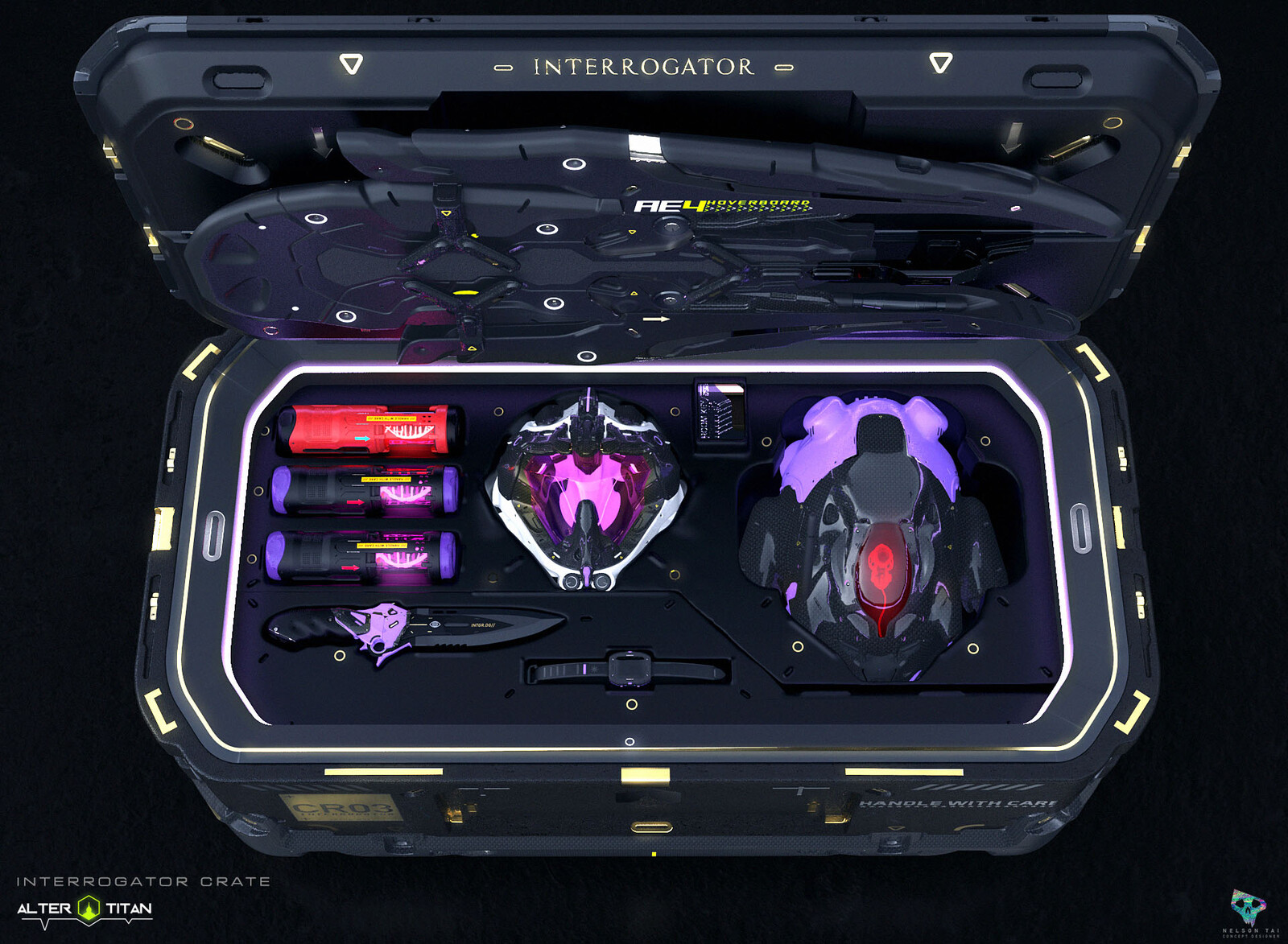 Interrogator's crate: comes with the highest grade for helmet, containers, dagger, link, droid, AND a hoverboard!