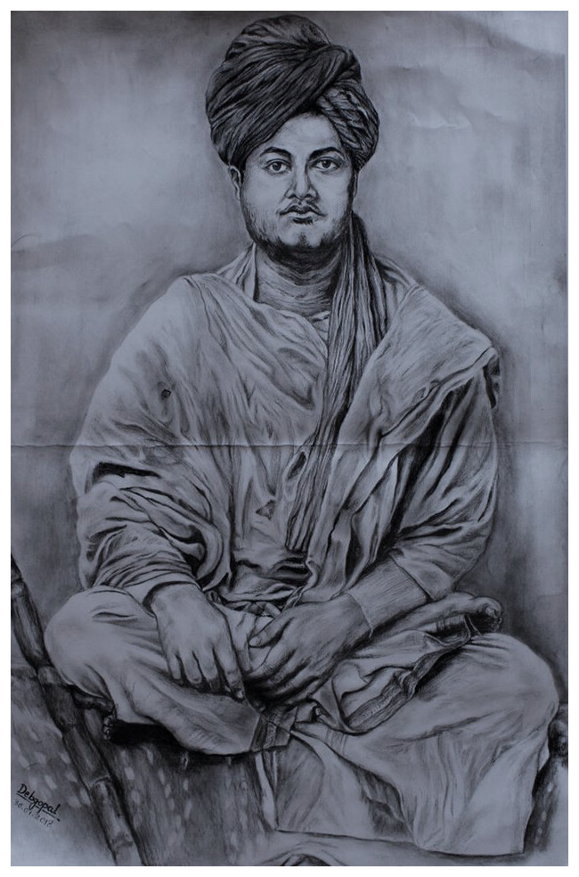 A4 Size Indian Warrior Swami Vivekananda Laminated Wall Painting With Frame  (8.5*12.5 Inch)
