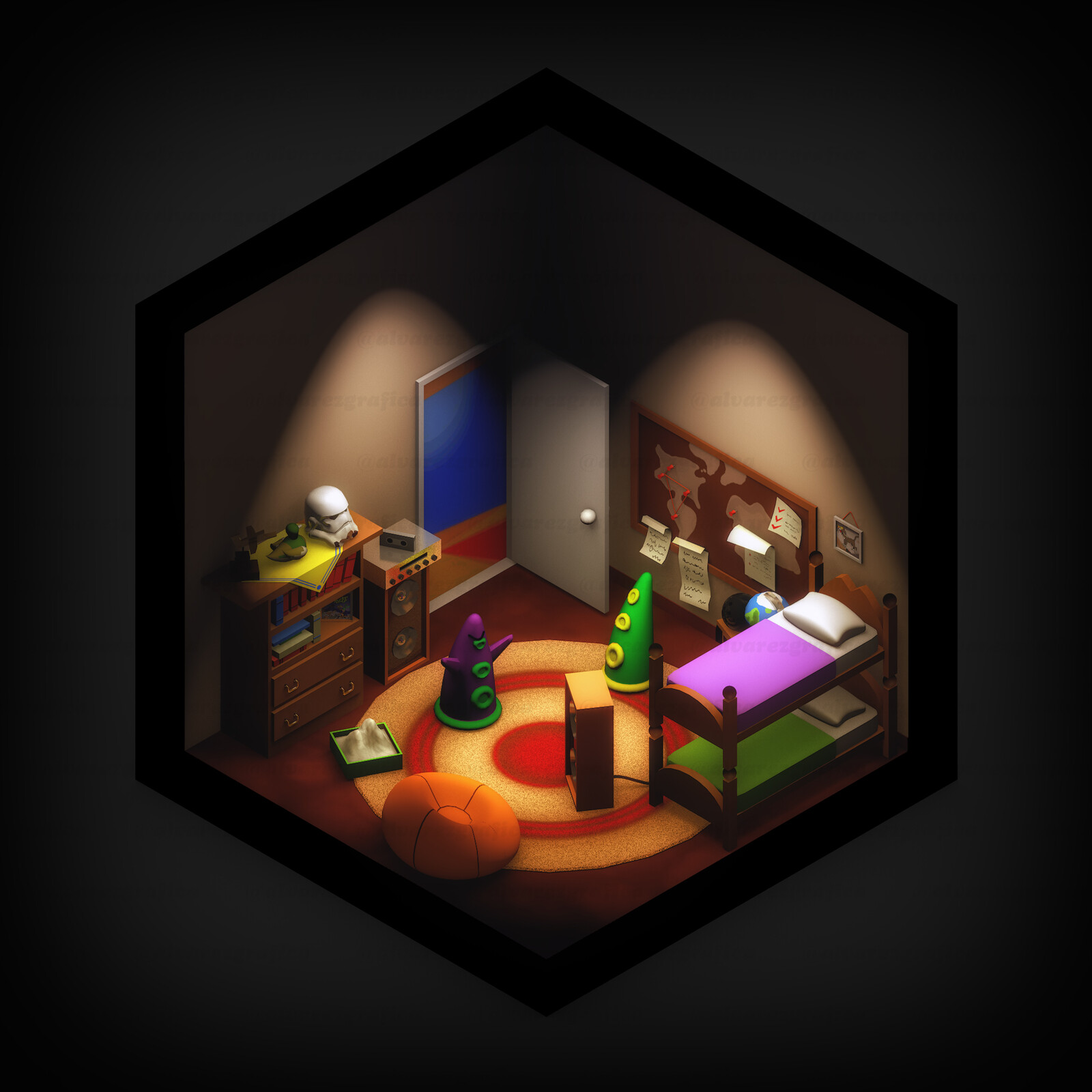 Finished. Isometric view. 