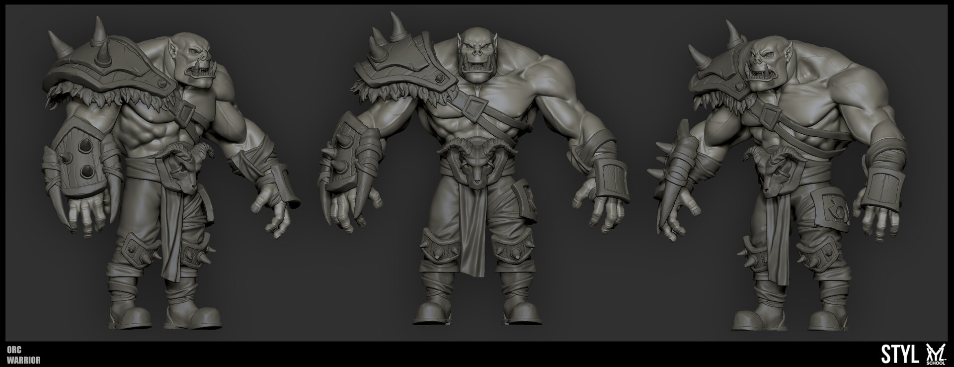 Vladimir Borisov - ORC WARRIOR - Clay Render