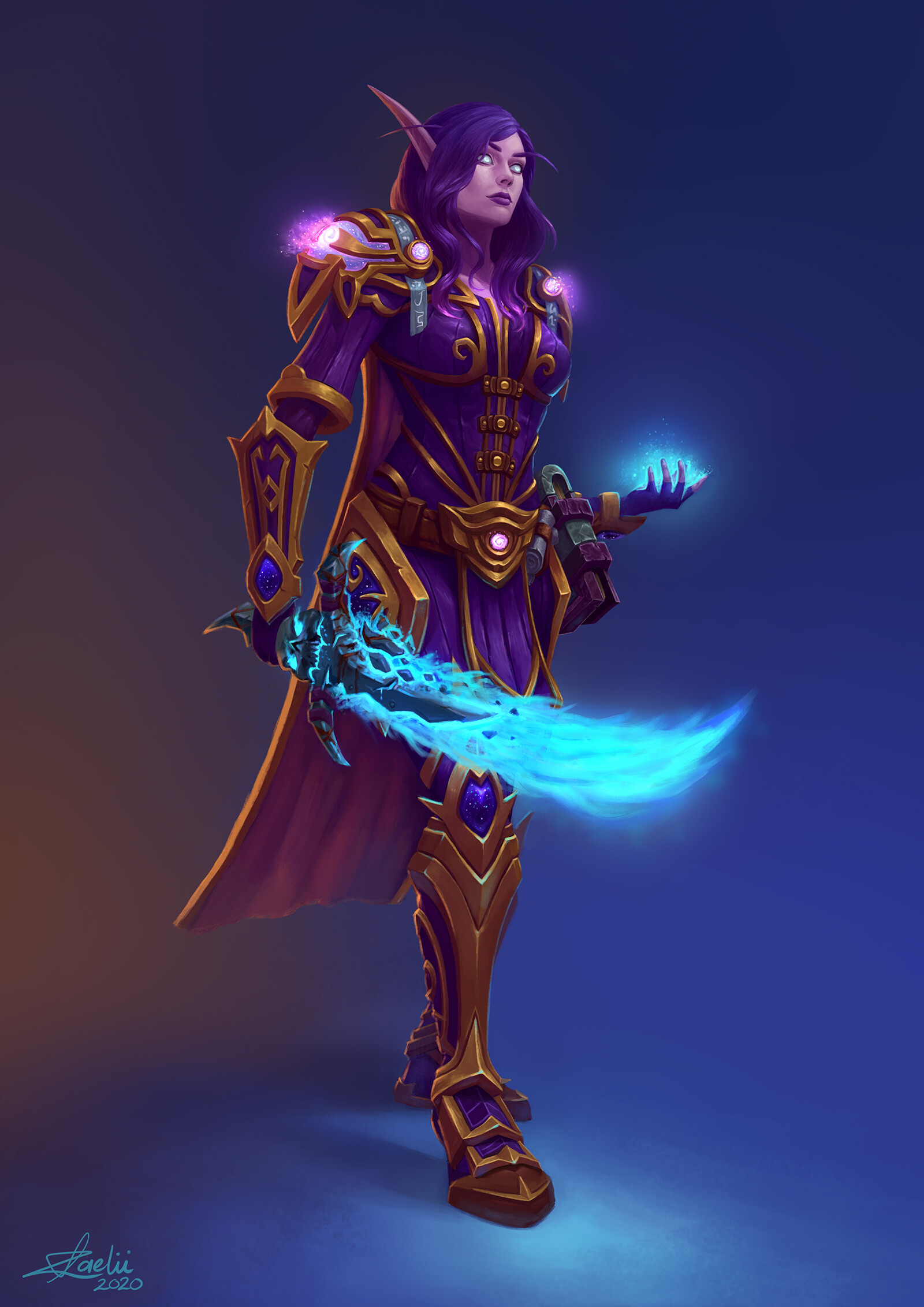Commissioned Void Elf Mage, second time painting this character! 