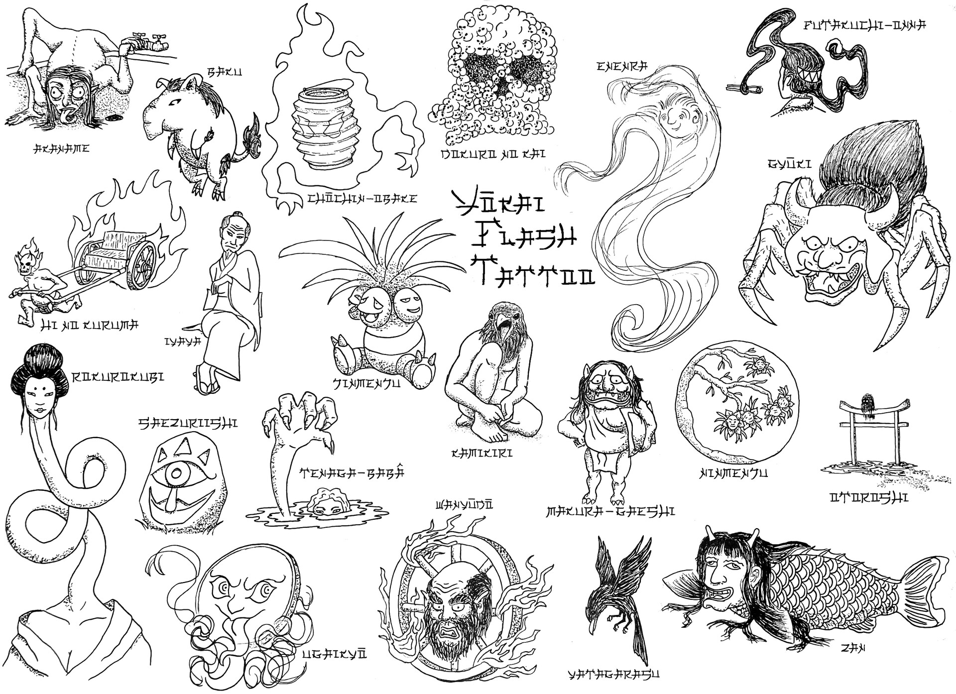 ArtStation Alphabet / Yokaï Flash Tattoo