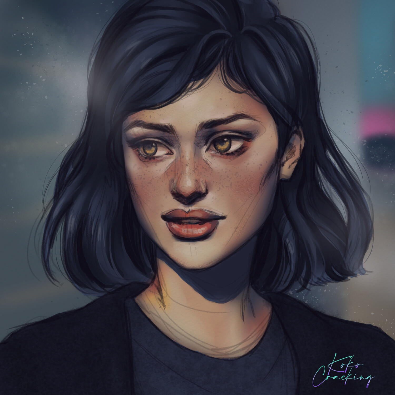 ArtStation - Black haired girl, Digital Portrait