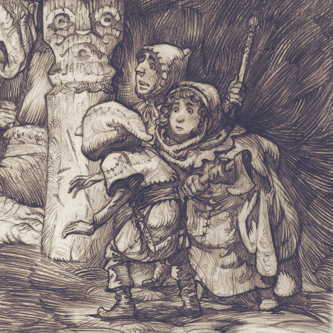Drawing in traditional graphite on bristol (detail)