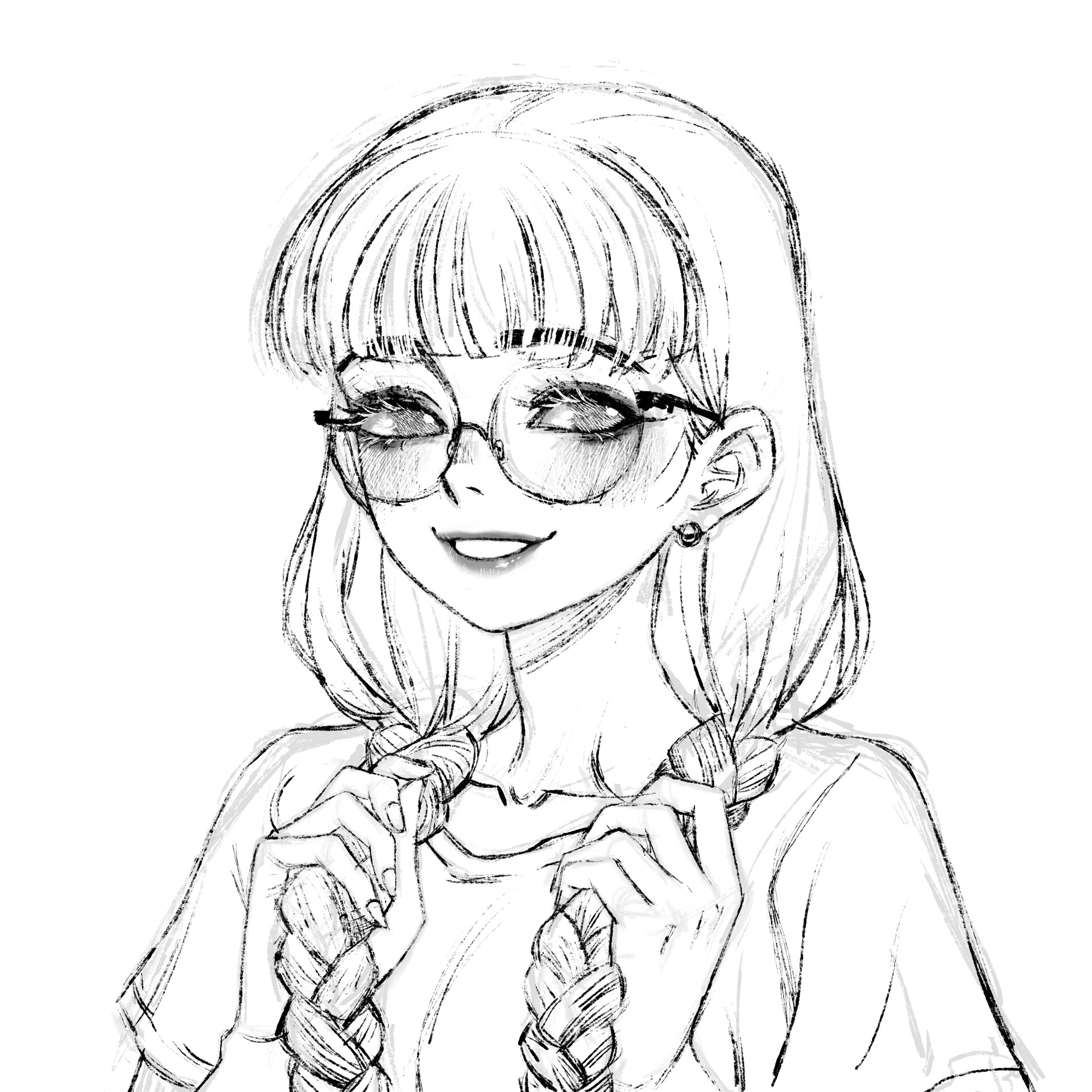 Anime nerd girl drawing