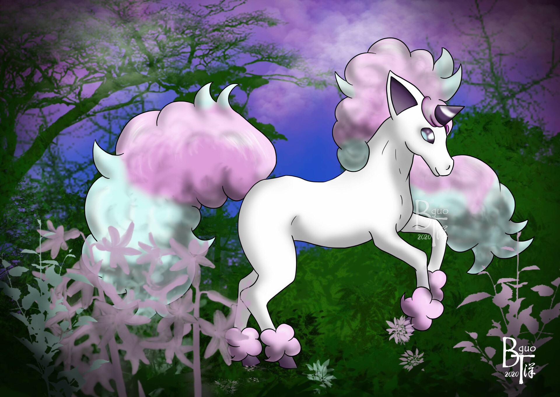 Artstation Galarian Cotton Candy Ponyta Betty Guo