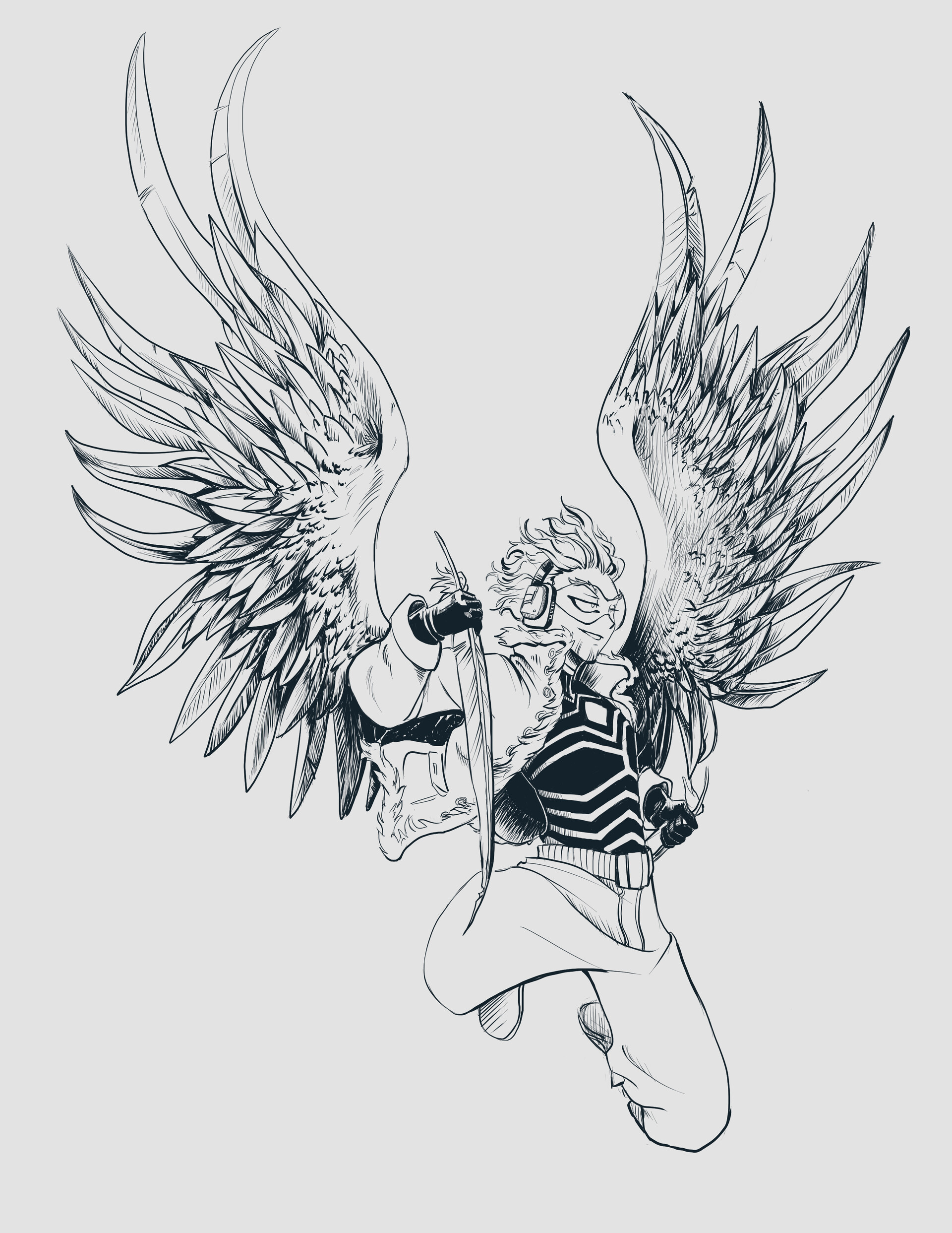 Hawks from BNHA, more fan art to work on movement and because I have a soft...