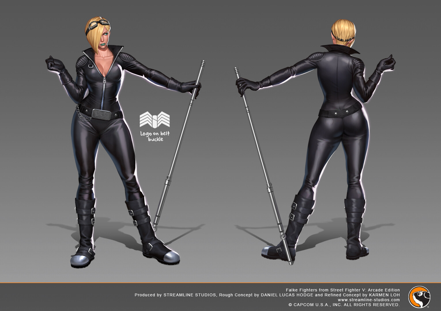 Falke Battle Outfit 1 From Street Fighter V: Arcade Edition.
I assisted Daniel Hodge on the refined concept and did the basebody. Daniel Hodge did the rough concept.
Capcom was responsible for final adjustments and implementation in-game.