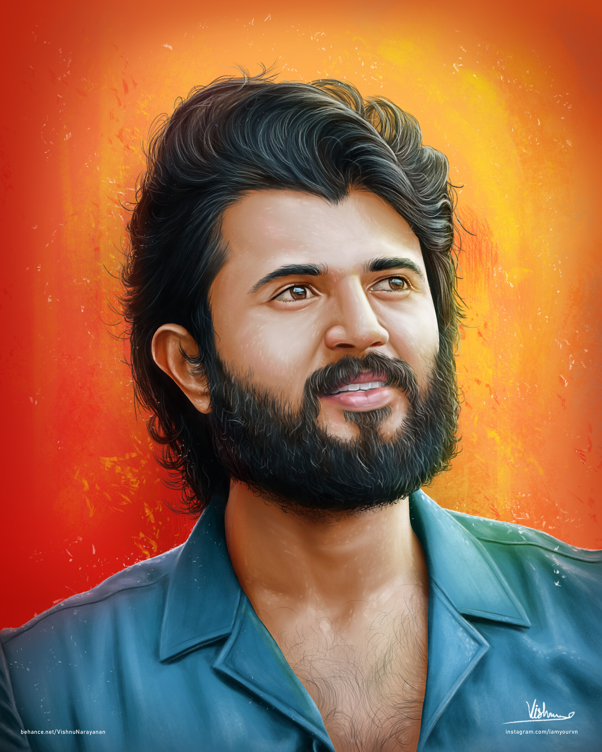 Artstation Vijay Devarakonda Portrait Digital Painting