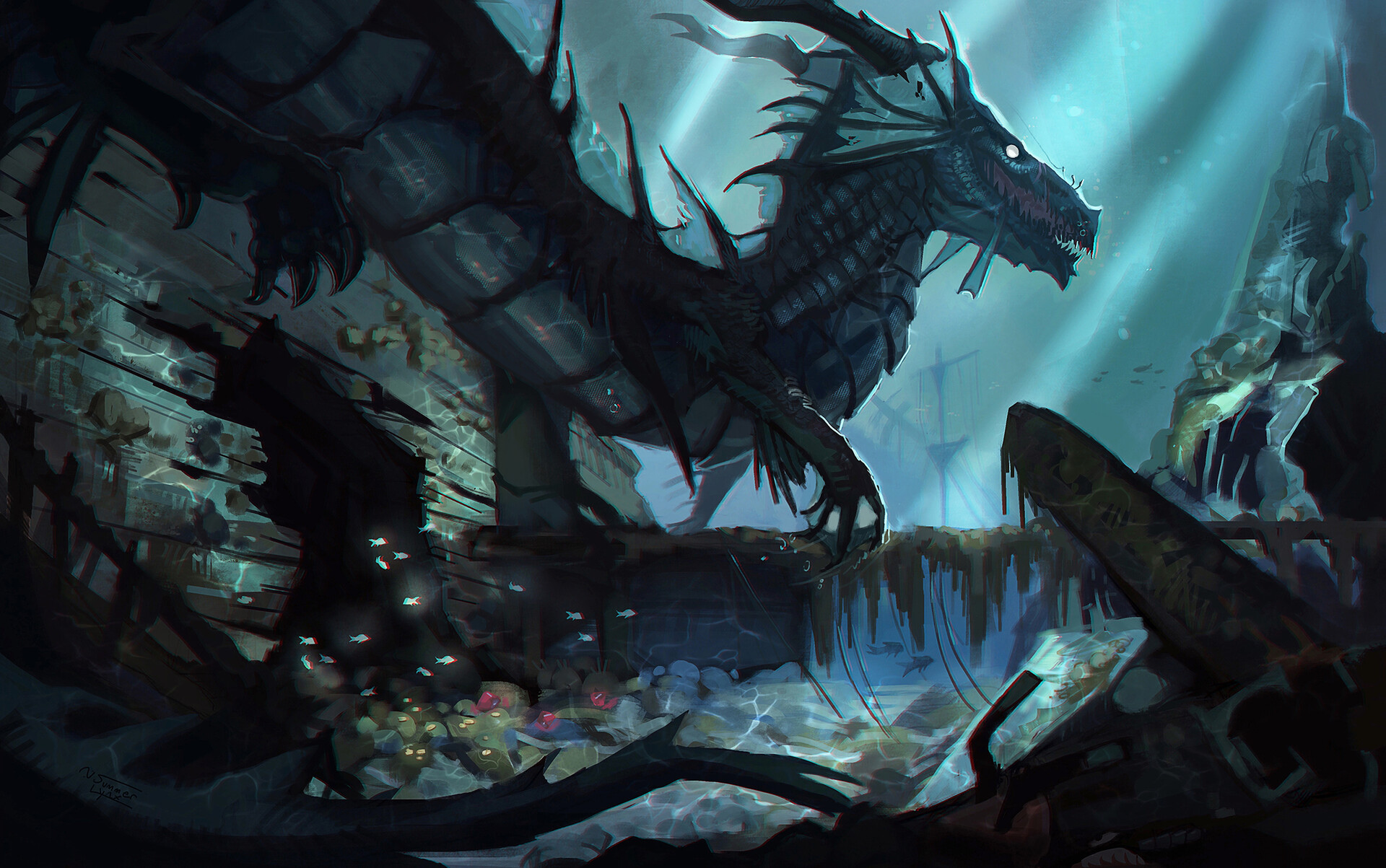 ArtStation - Underwater Dragon