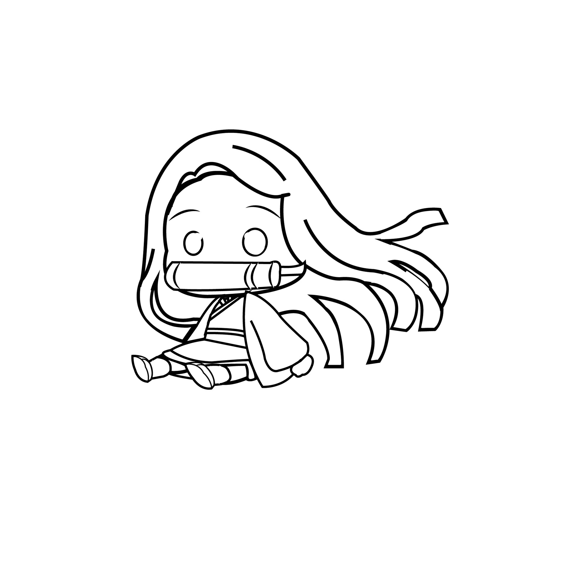 Artstation Nezuko Chibi Flat Bunnyy