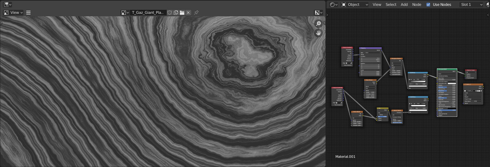 Texture Generator programmed in Blender for Texture Baking. Generates different Gas Giant textures and cracks.