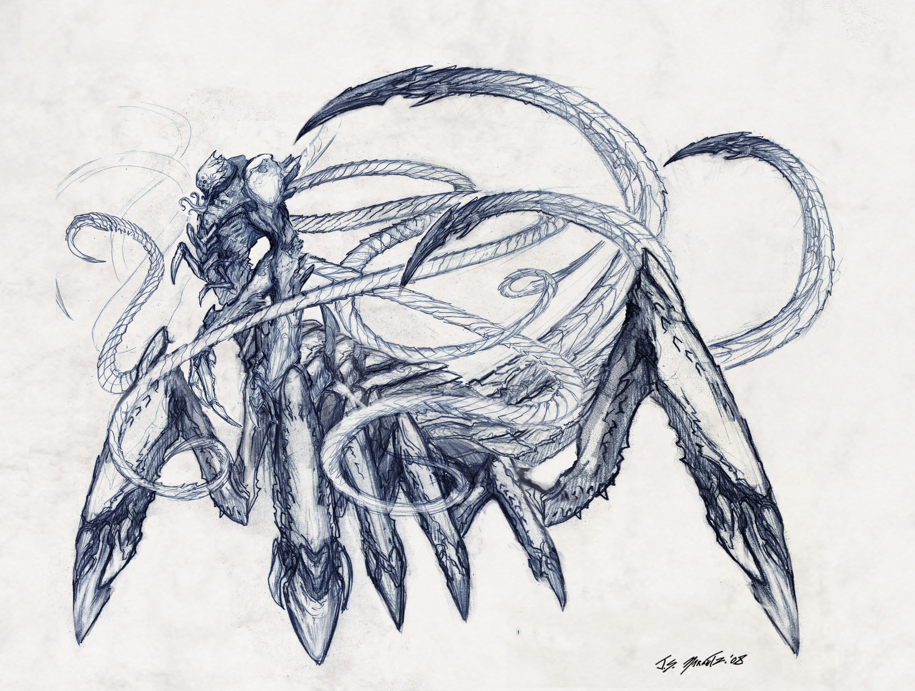 Textured Print of Clash of the Titans Kraken Watercolor 