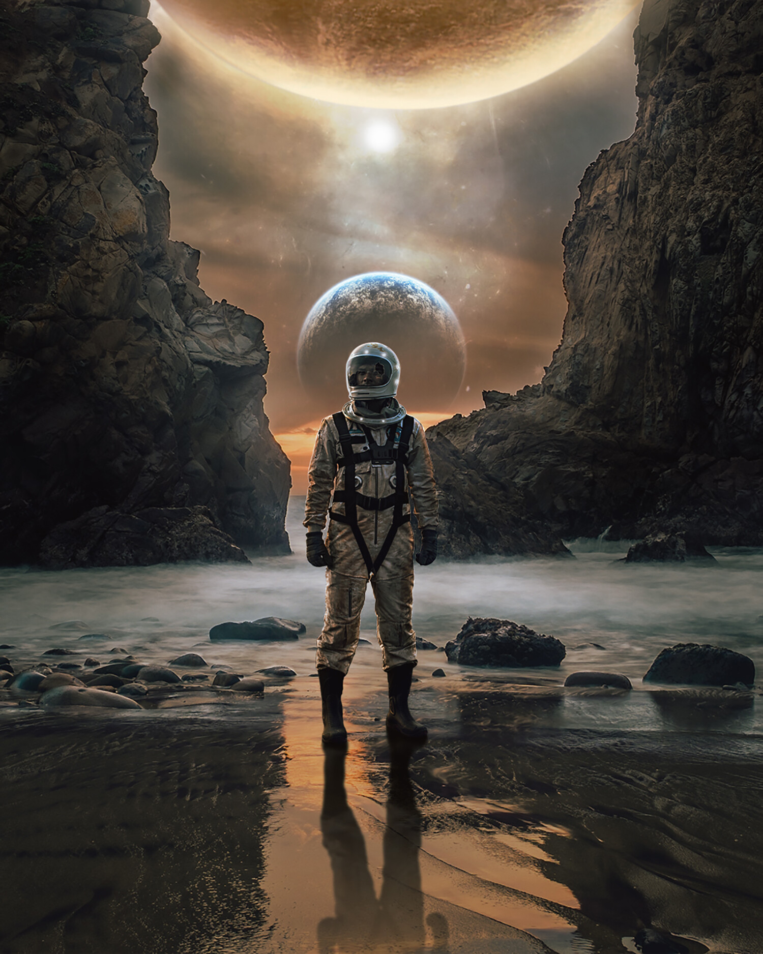 Человек с планеты земля 3. Рэндела Маккея «одинокий космонавт». Космонавт на другой планете. Космонавт арт. Космонавт фантастика.