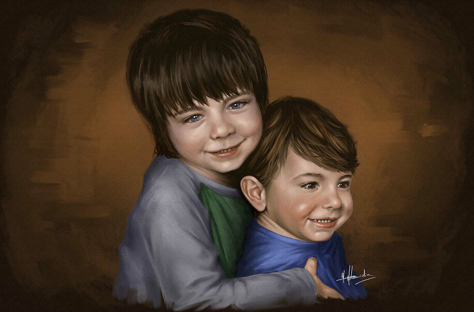 Digital Oil Portrait (realistic) Painting of two Children