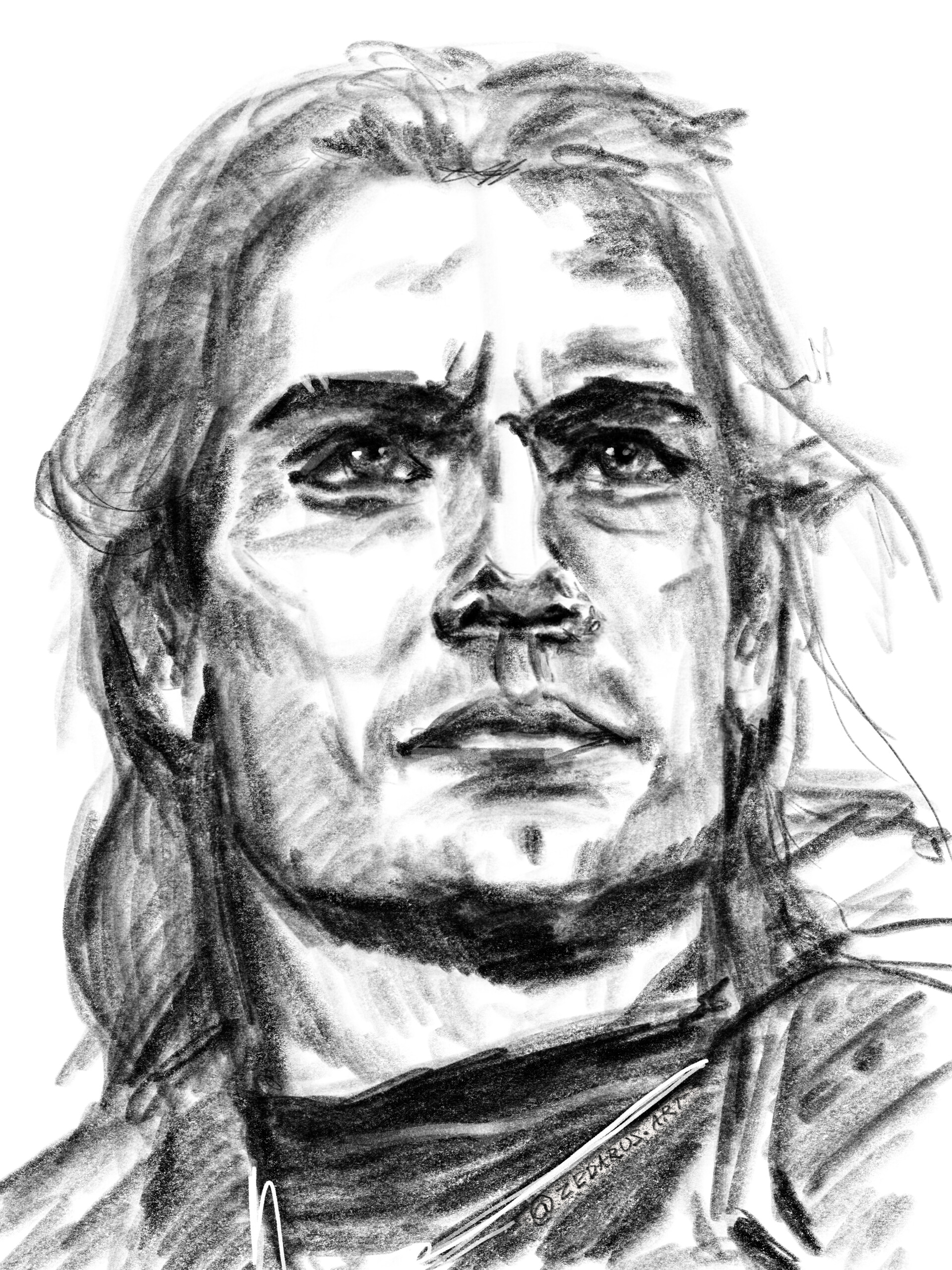 Artstation Pencil Sketch Geralt Kostya Stankevych