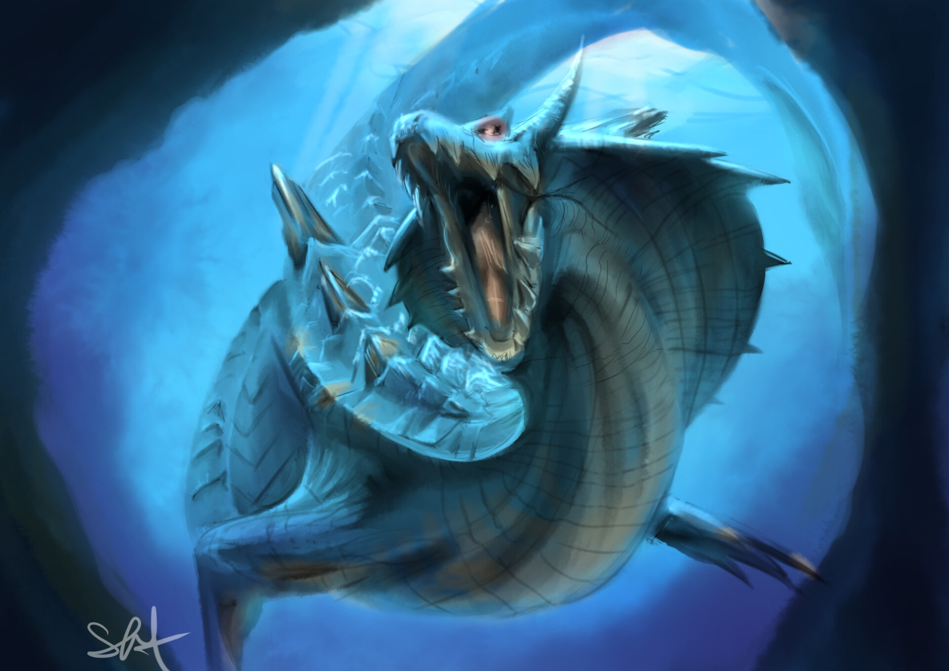 Artstation Lagiacrus Painting Study Exercise Monster Hunter