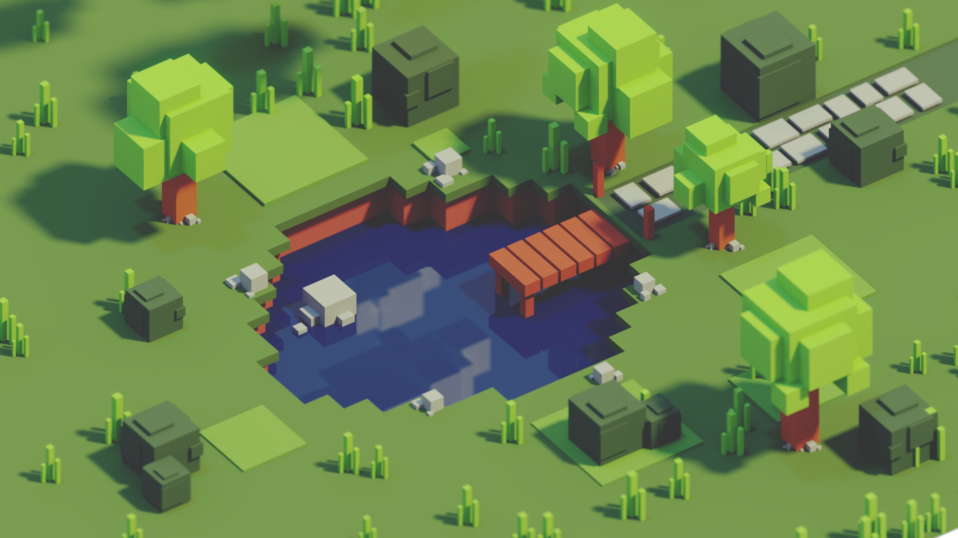 The Oozy Artist Low Poly lake