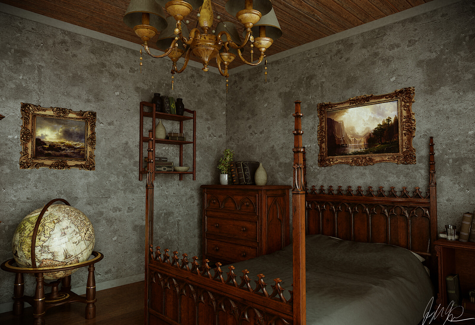 Gothic Bedroom Render 02 by Joseph Forthun
