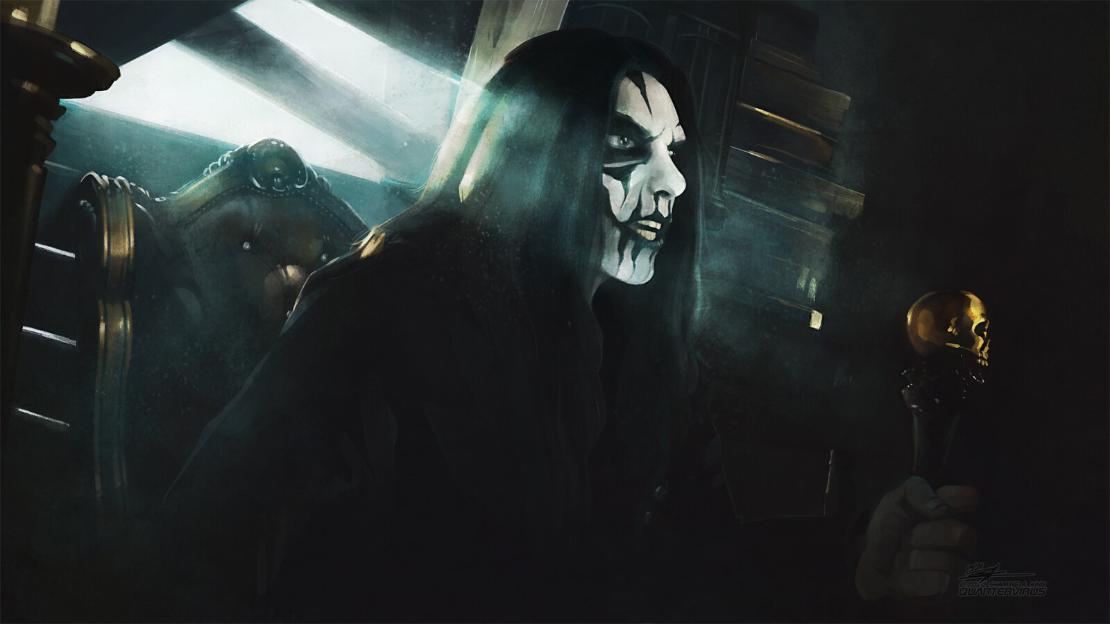 I like how the chair turned out more than Seregor...

Based on a split-second still of Carach Angren's 'When Crows Tick On Windows':
https://www.youtube.com/watch?v=USIao3W2W1E