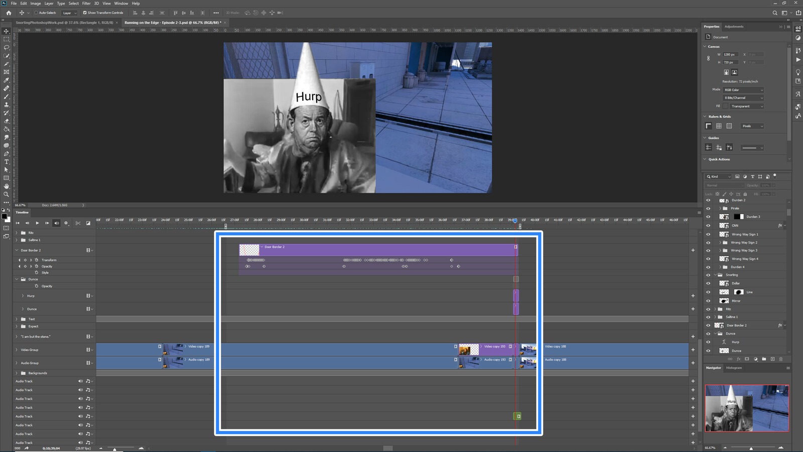 The "Hurp Derp" visual effect within Photoshop video editor