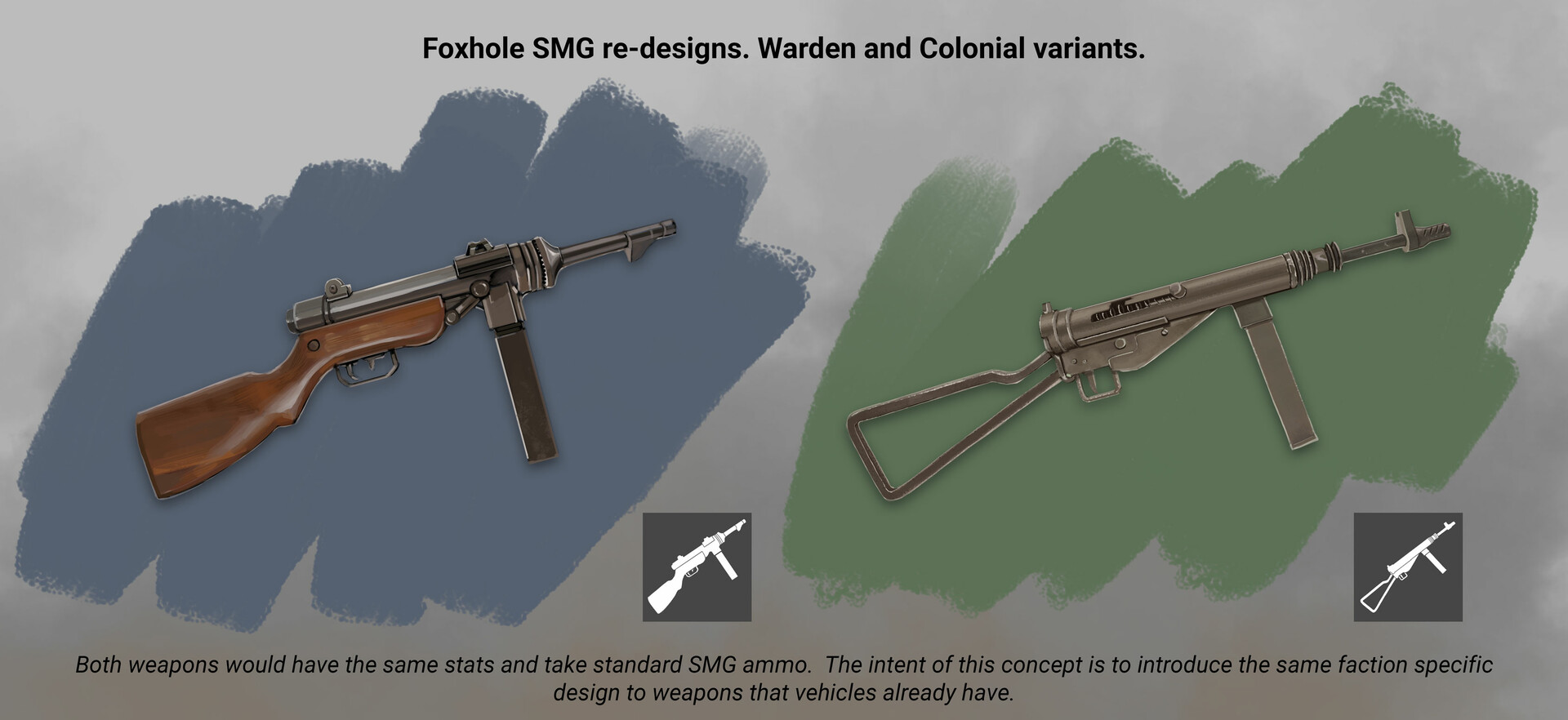 ArtStation Foxhole faction SMG concepts.