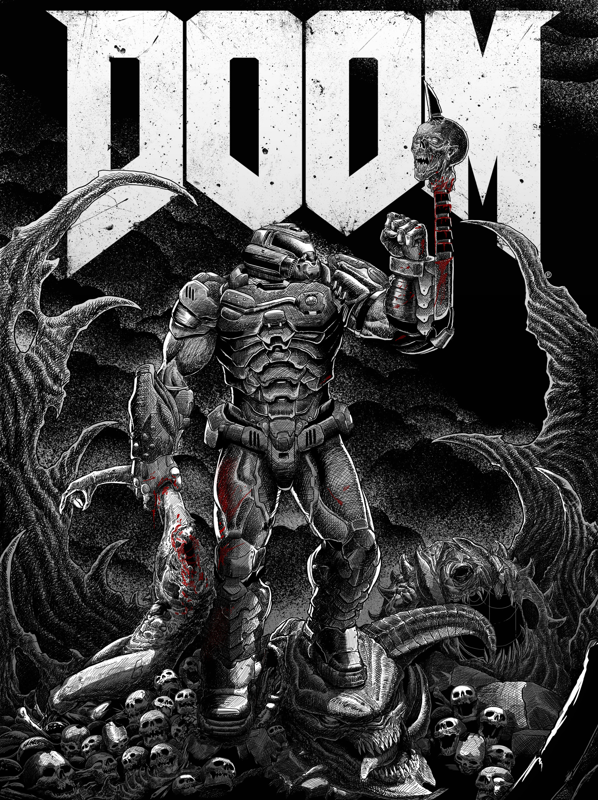 Doom 2023. Doom Eternal тату эскизы.