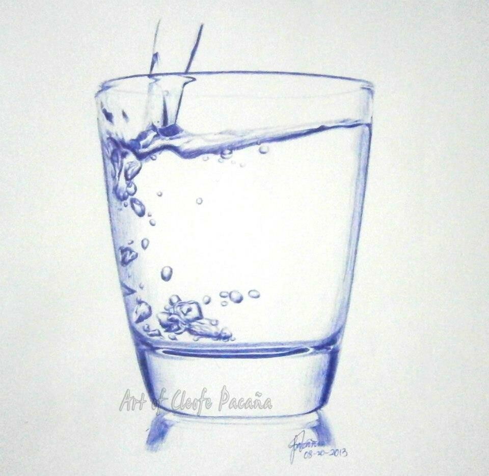 Как нарисовать воду в стакане