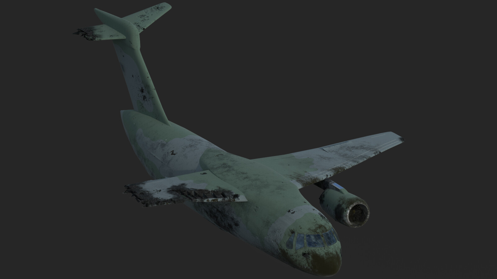 The base model and texture of the plane. It is based of a KC-390 Brazilian transport plane.