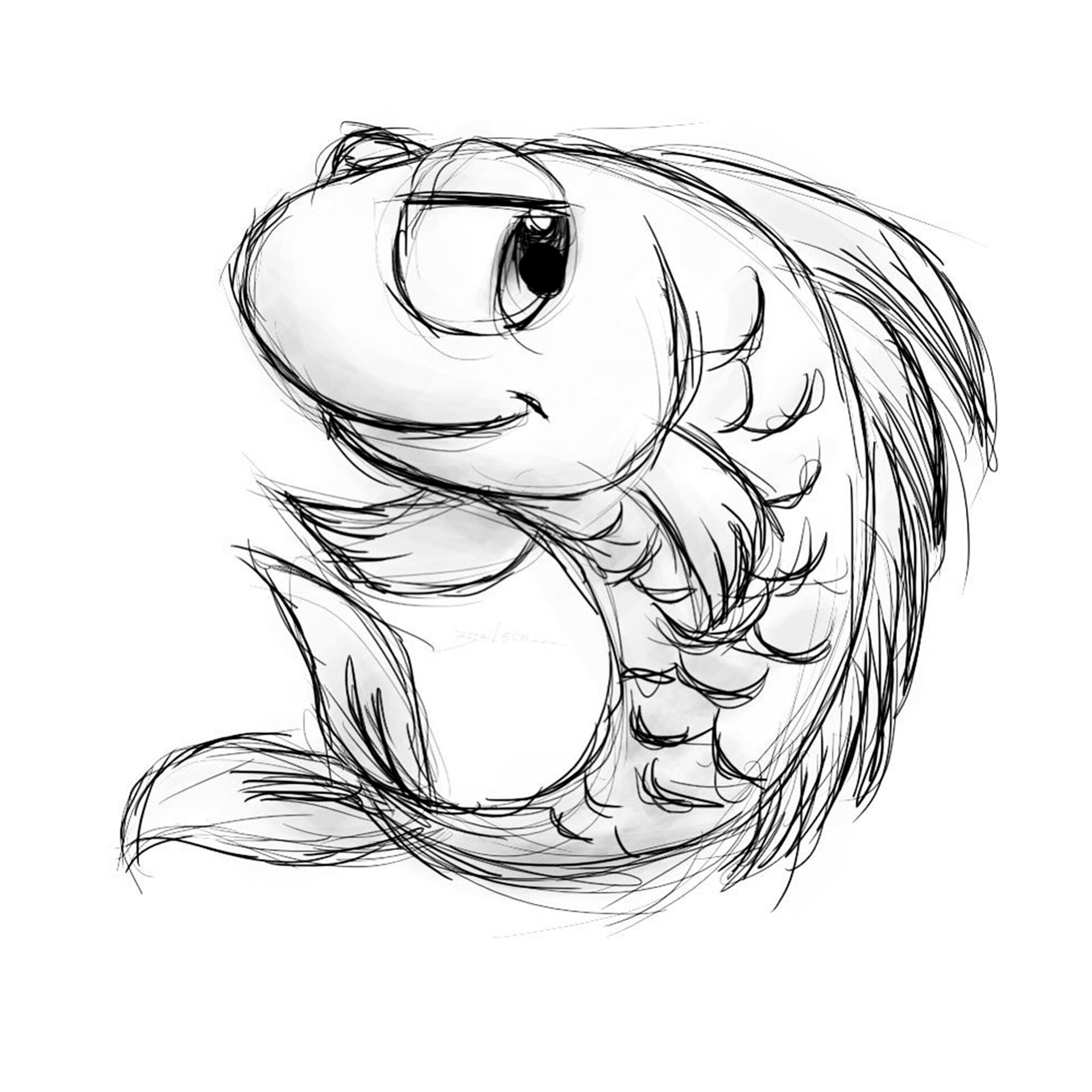 Black Line Drawing Small Fish Fish Drawing Fish Sketch Black PNG  Transparent Clipart Image and PSD File for Free Download