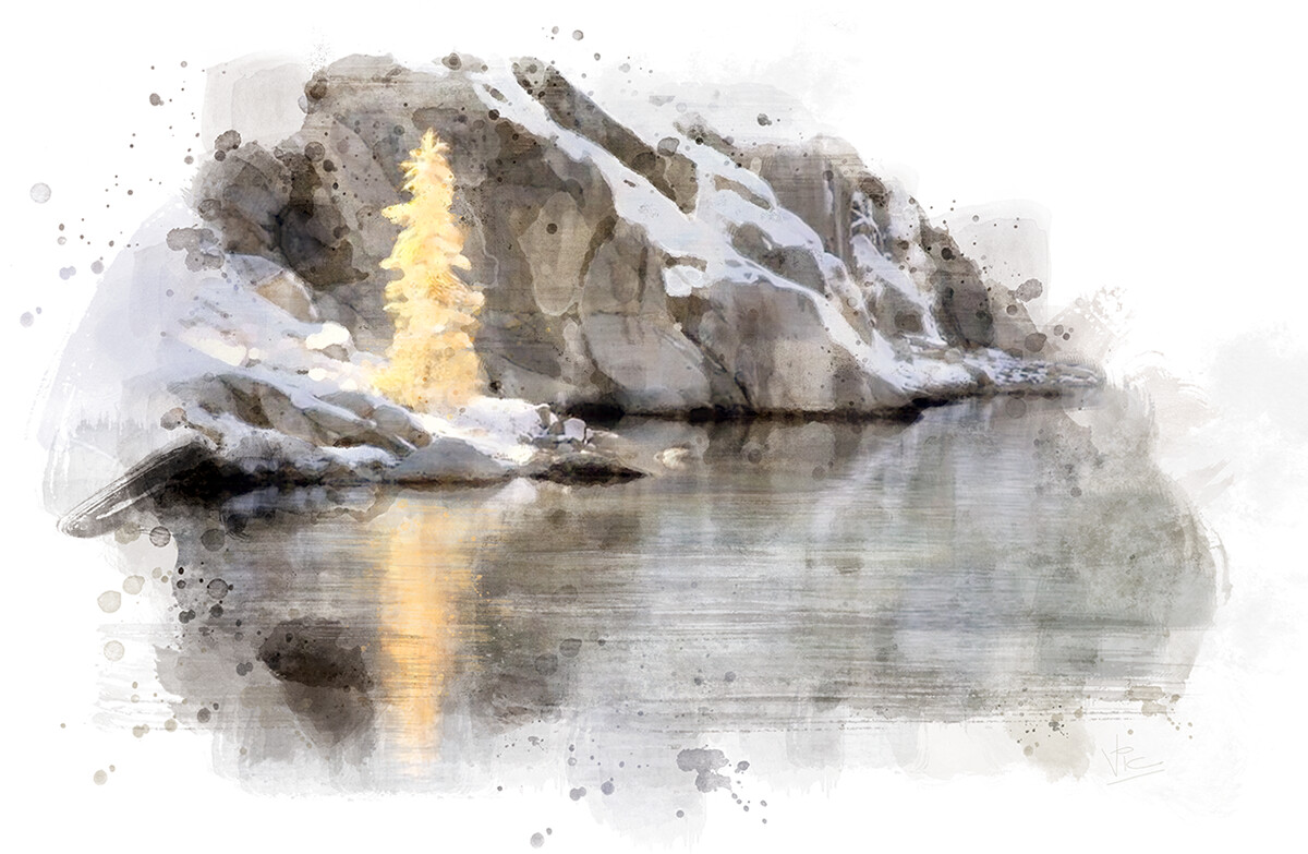 Alpine Lakes. A quick one hour paintover to cheer myself up. 
Original Photograph taken by Andrew Rossi.