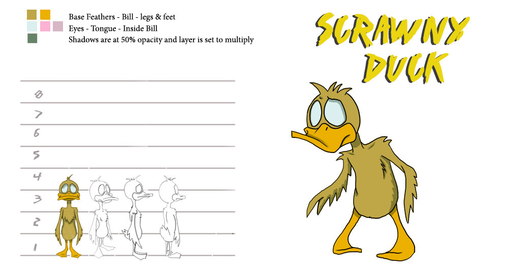 Scrawny Duck Model Sheet