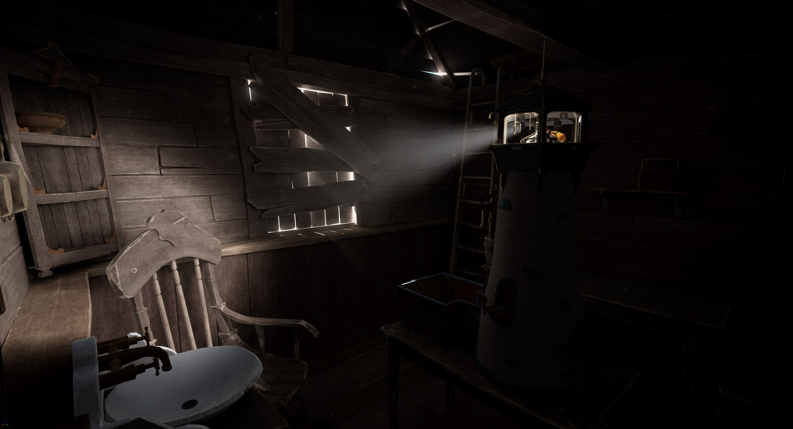 For this last scene, in addition to the modelisation, texturing and shading, I also did the whole lighting.