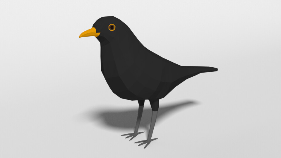 ArtStation - Low Poly Cartoon Blackbird