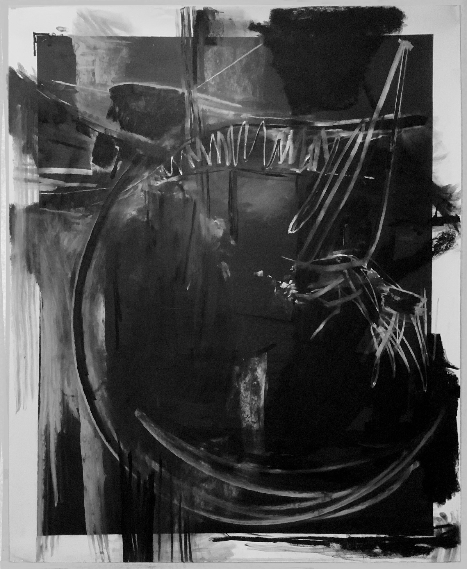 Black Abstract Charcoal Sketch Art