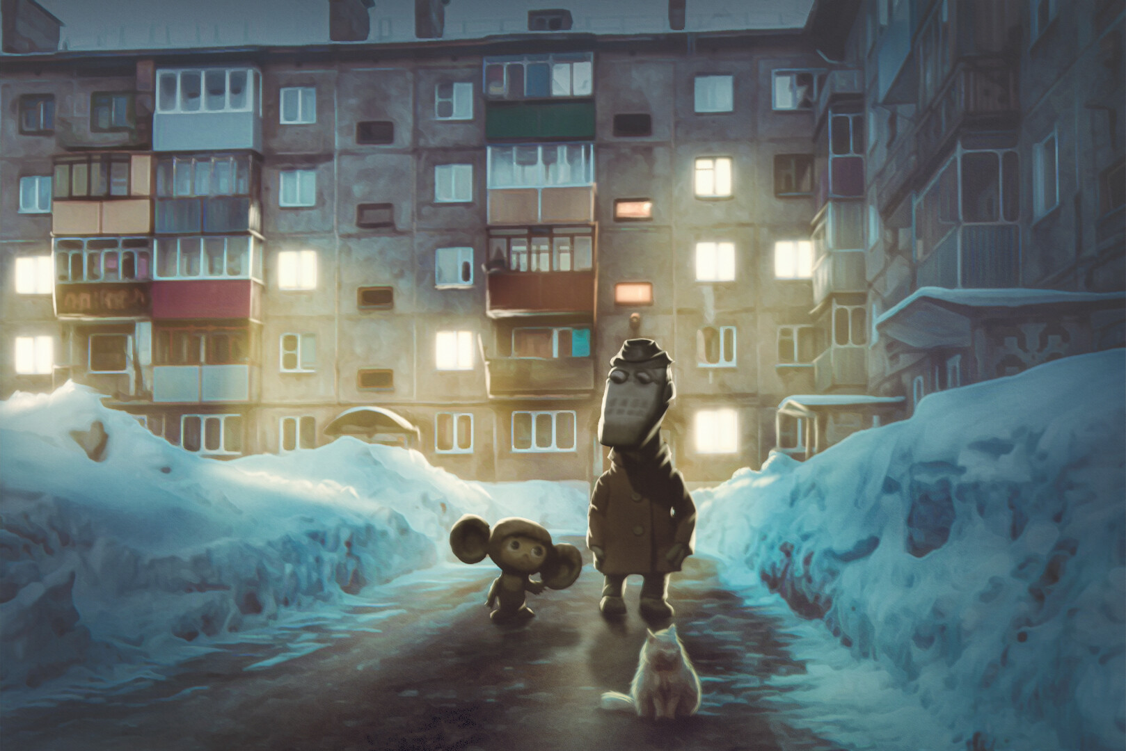 Локация чебурашки. Чебурашка зимой. Чебурашка арт. Грустный Чебурашка арт. Обои на рабочий стол Чебурашка.