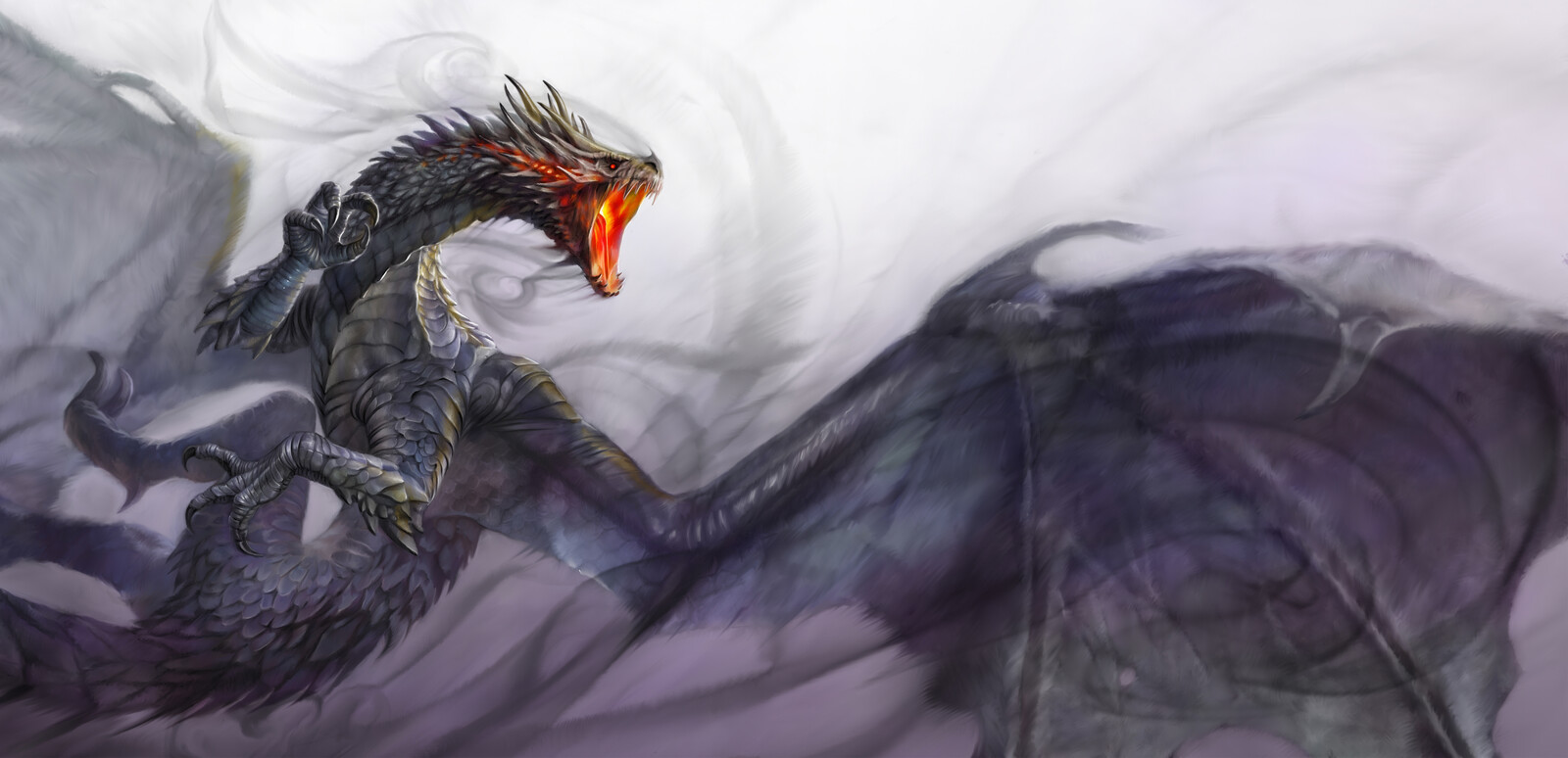  -Book cover for IL VORTICE NERO -  Volume 2 - First part - DETAIL 2 - DIGITAL PAINTING 2020 - Antonello venditti art (dragon black)