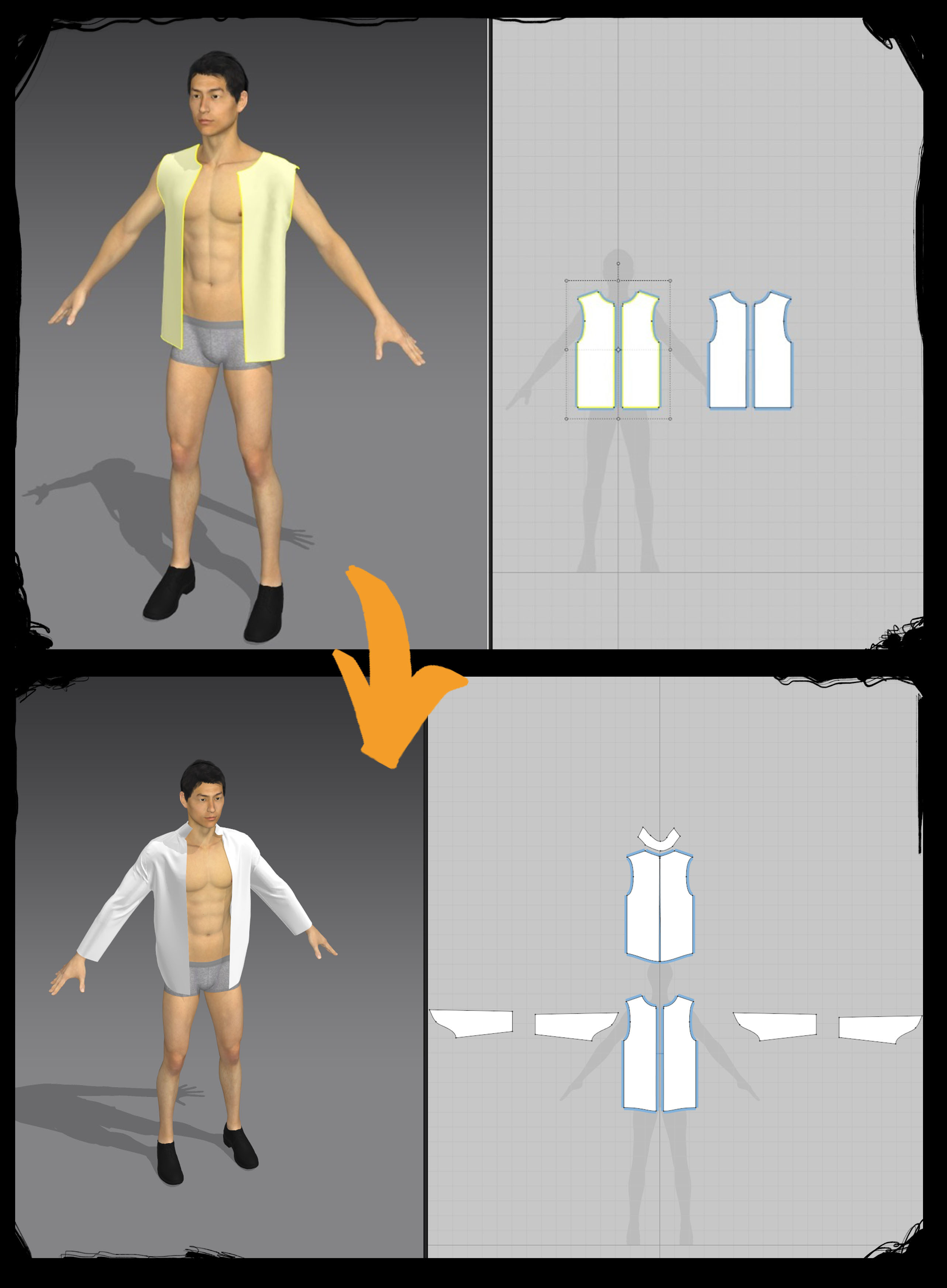 Shirt creation from scratch before simulation