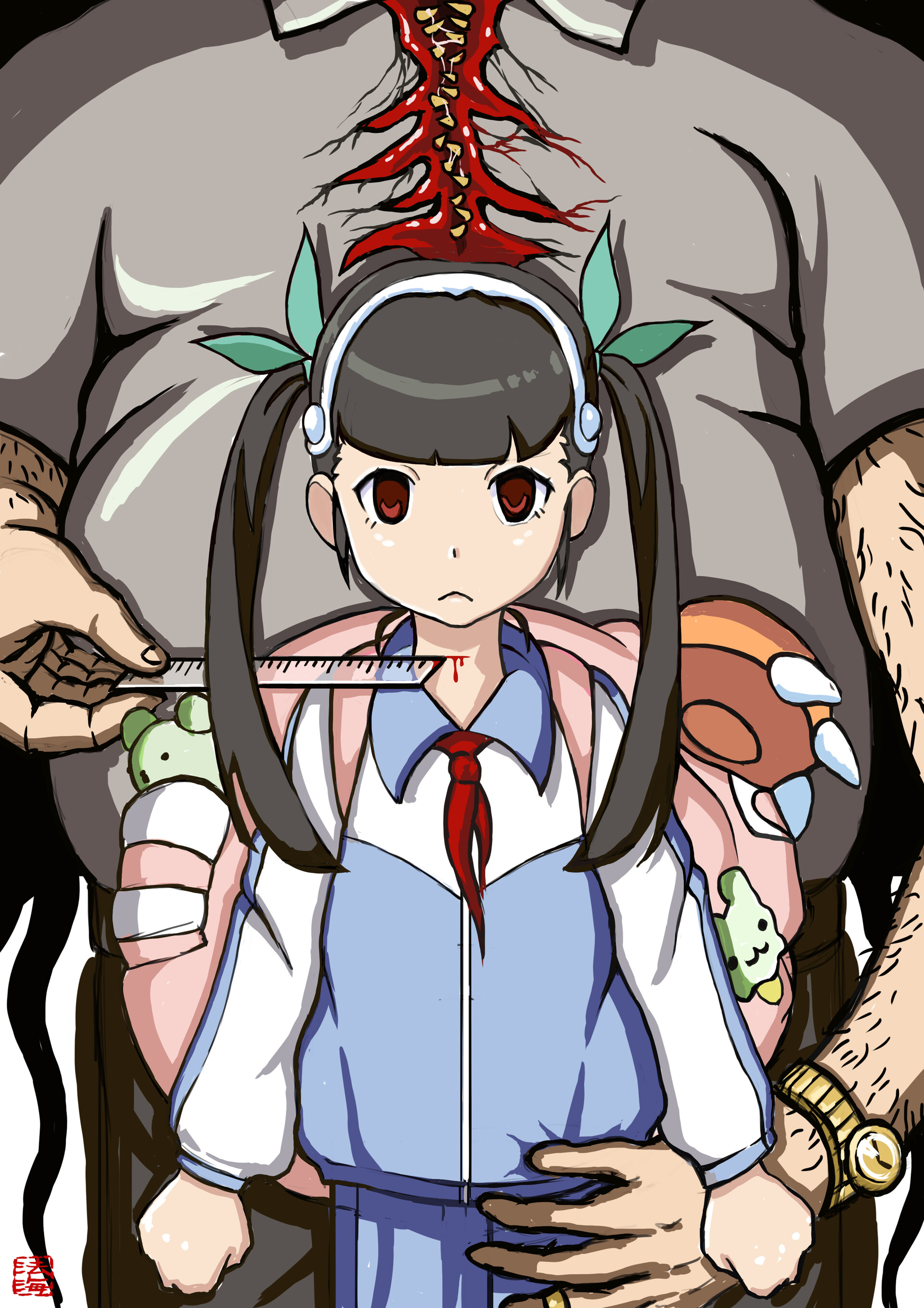 Far High Japanese Anime Style Practice Hachikuji Mayoi Fans Art .style female vector design in eps format. japanese anime style practice