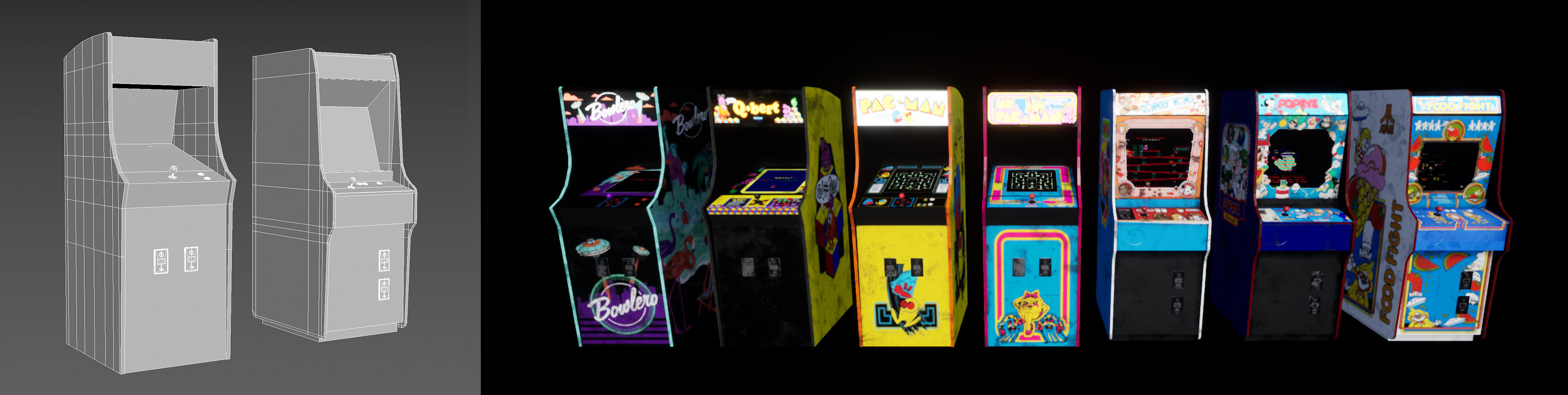 Arcades models wireframes and textures