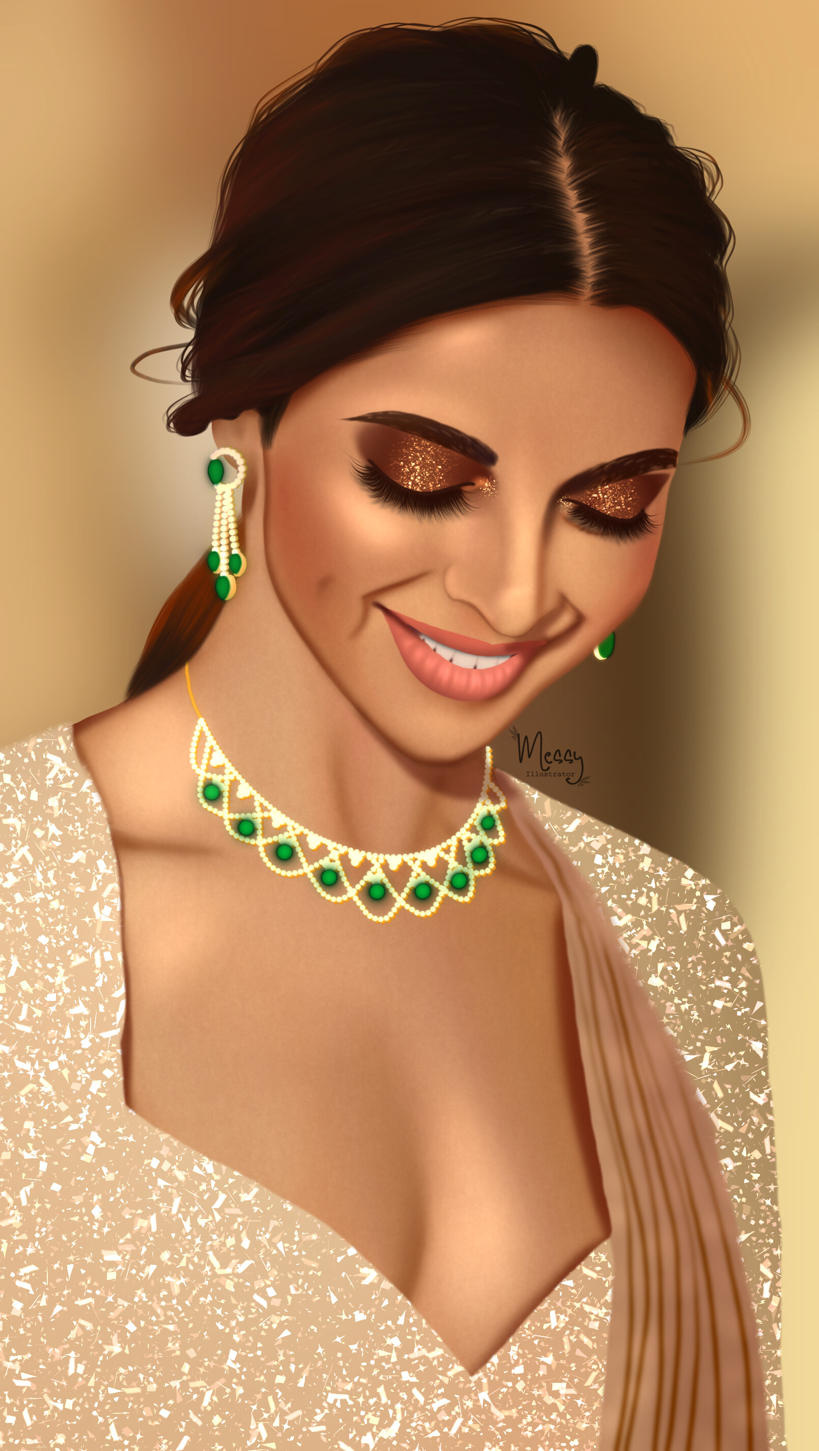 Artstation Digital Painting Of Deepika Padukone Messy Illustrator
