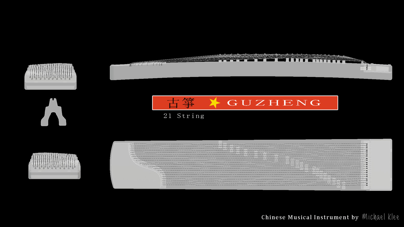 Guzeng 古箏 Chinese Ancient Zither Xray Mesh