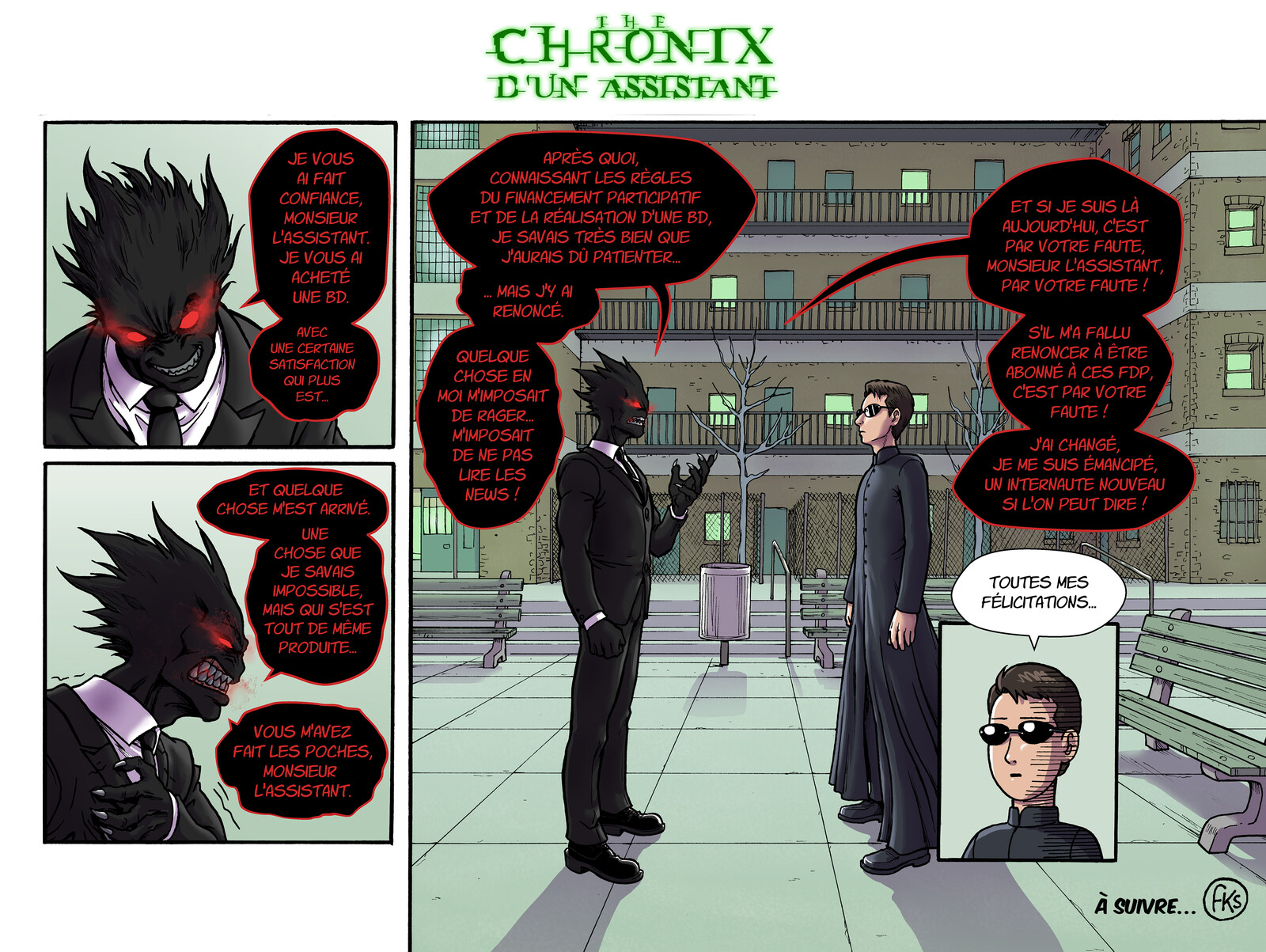 Extrait d'une série de strips parodiant la saga de films Matrix.