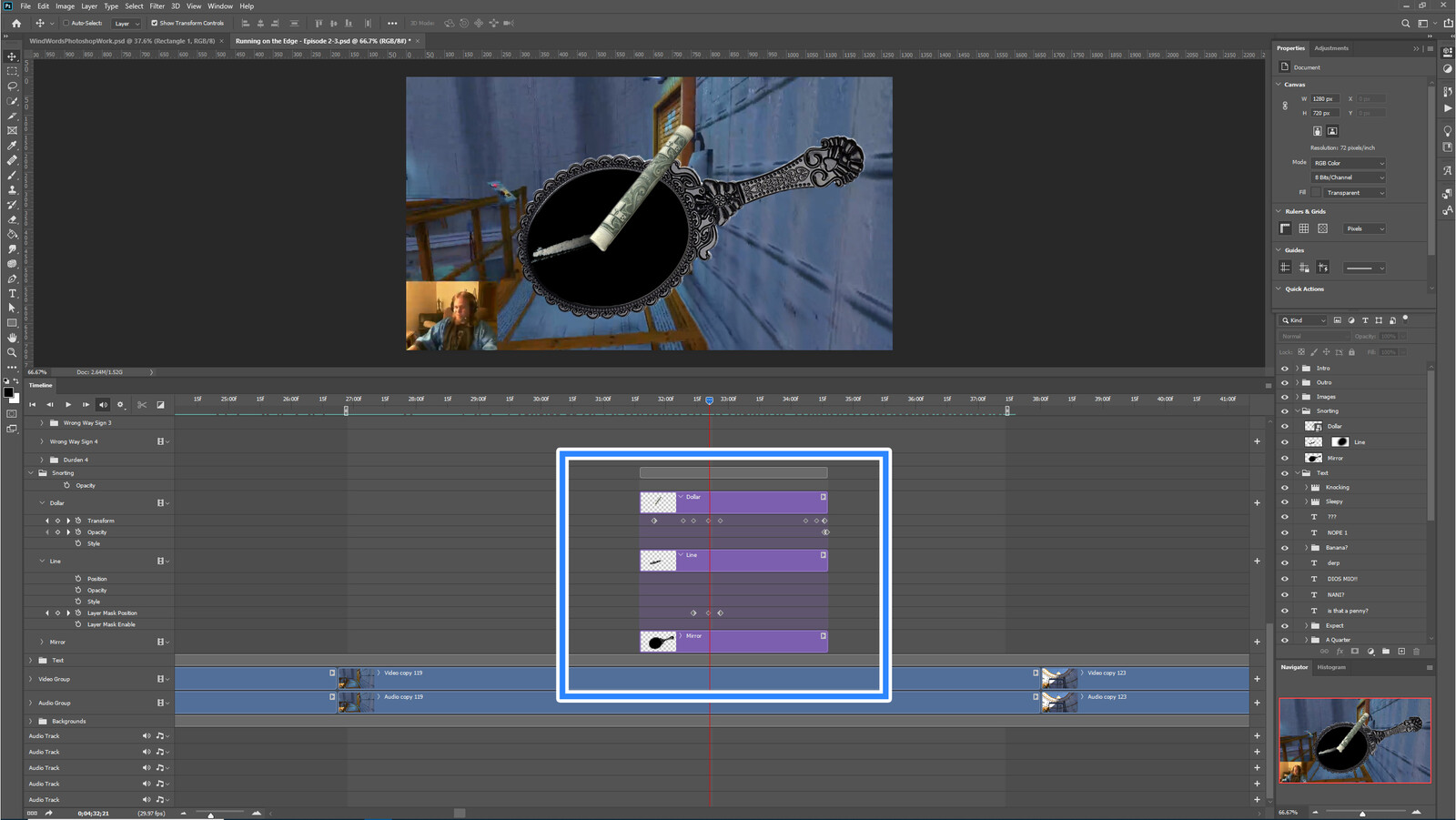 The "Snorting" visual effect within Photoshop video editor