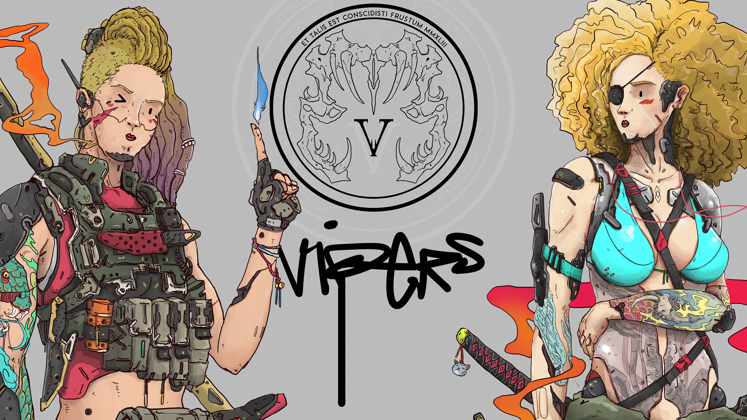 VIPERS logo design and the super realistic eyes of RED &amp; BLU